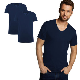 Bamboo Basics bamboe T-Shirt v-hals Velo 2 pack &ndash; navy