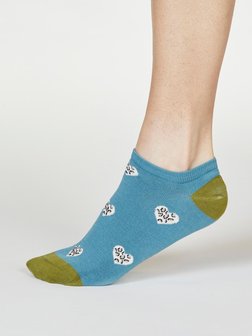 Bamboe enkelsokken Lily hartjes blue