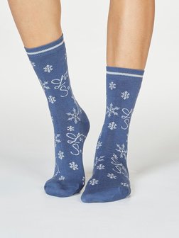 Kerstsokken dames Bobbie snow - blue slate