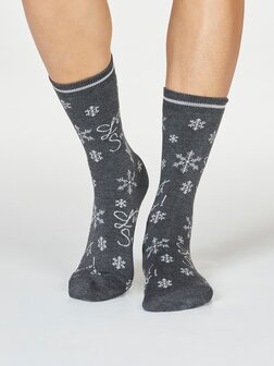 Kerstsokken dames Bobbie snow - dark grey marle