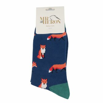 blauwe bamboe sokken vossen