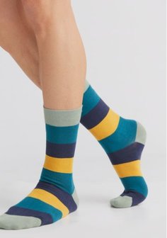 Albero Natur sokken breed gestreept blauw maat 35-38