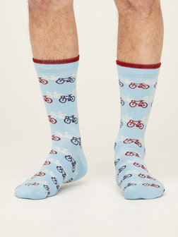 sokken racefietsen print lichtblauw