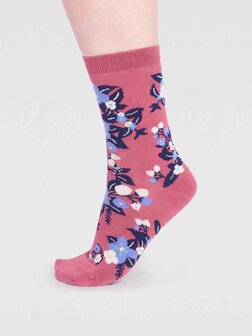 sokken met bloemen roze