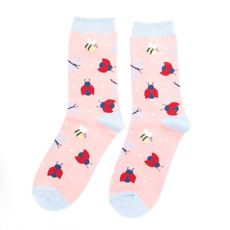 sokken lieveheersbeestjes dusky pink