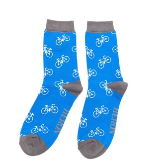blauwe bamboe sokken bike