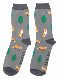 sokken vossen en bomen grijs