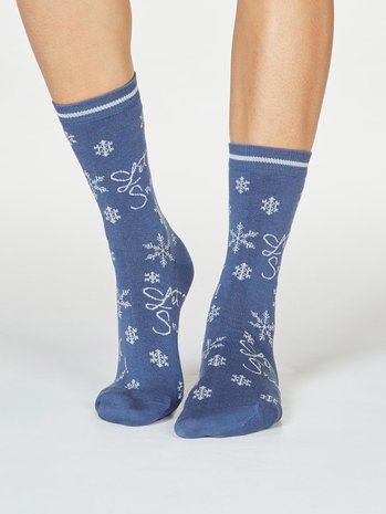 Kerstsokken dames Bobbie snow - blue slate