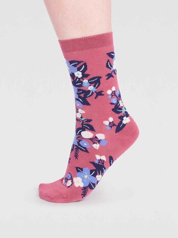 sokken met bloemen roze