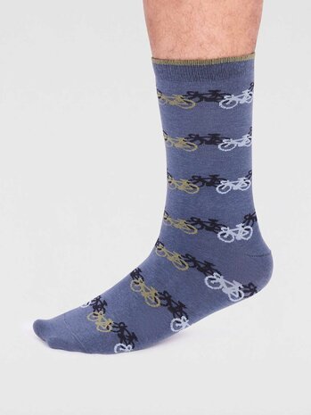 sokken fietsprint blauw
