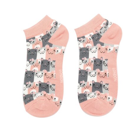 sneakersokken met katten roze