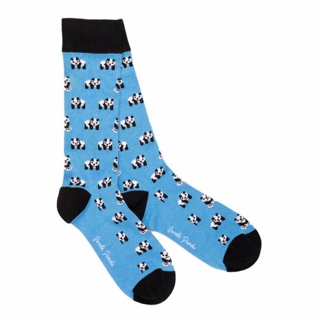 blauwe sokken pandaprint