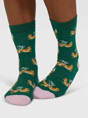 groene sokken met vossen