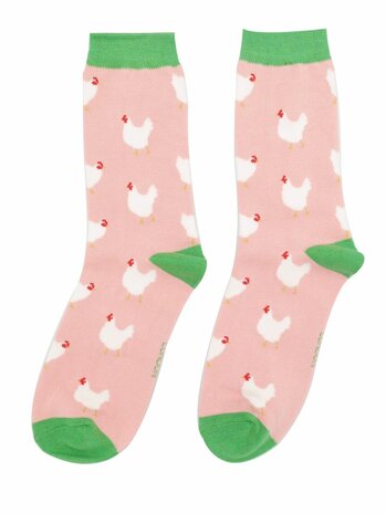 sokken met kippen roze