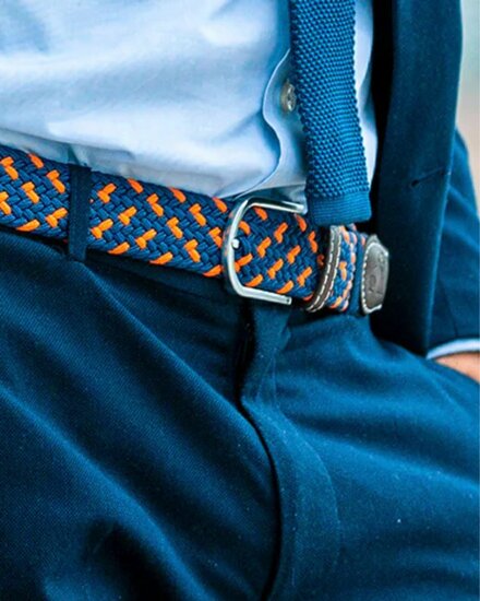 Swole Panda gevlochten riem - navy - orange