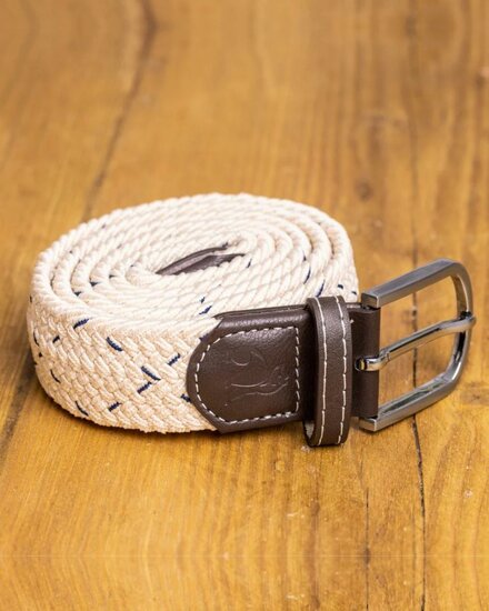 riem beige met blauwe details