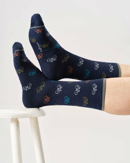 sokken met fietsen navy blue