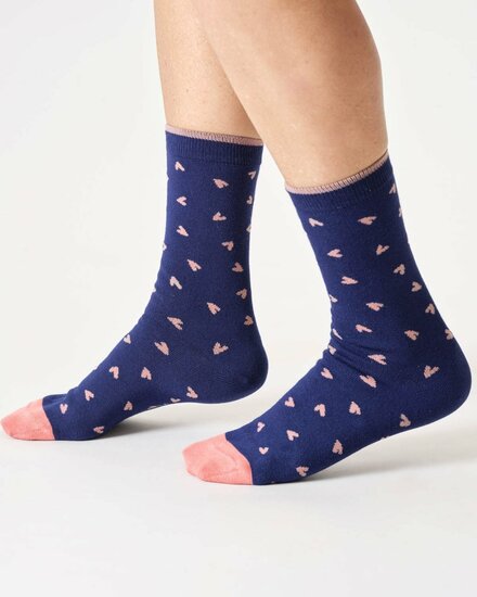 damessokken hartjes blauw