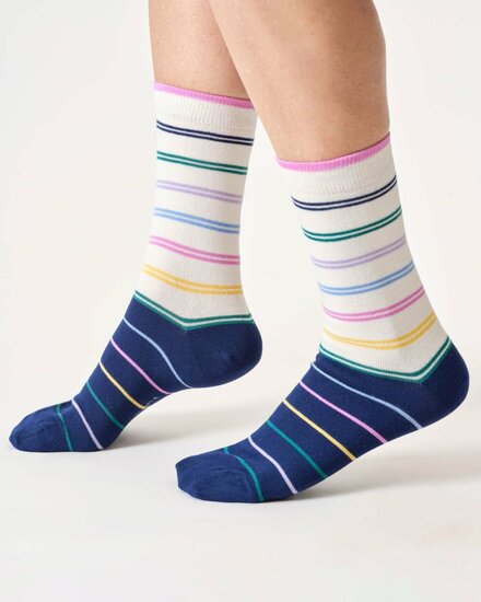 gestreepte damessokken wit blauw