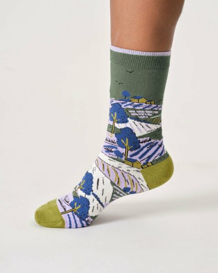 groene damessokken met print