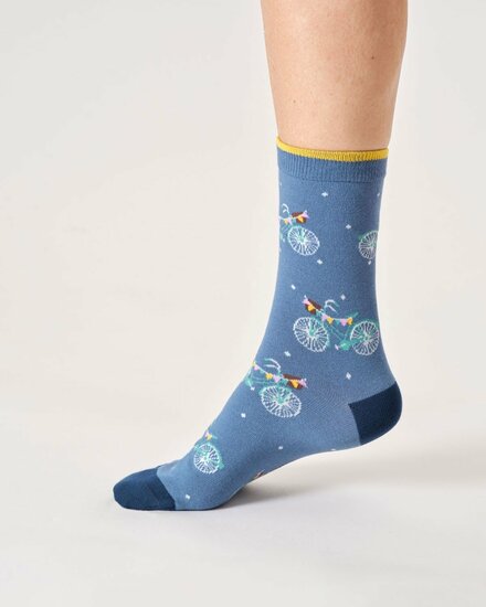 dames sokken fietsen blauw