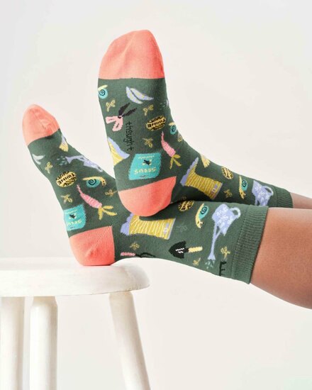 groene bamboe sokken print