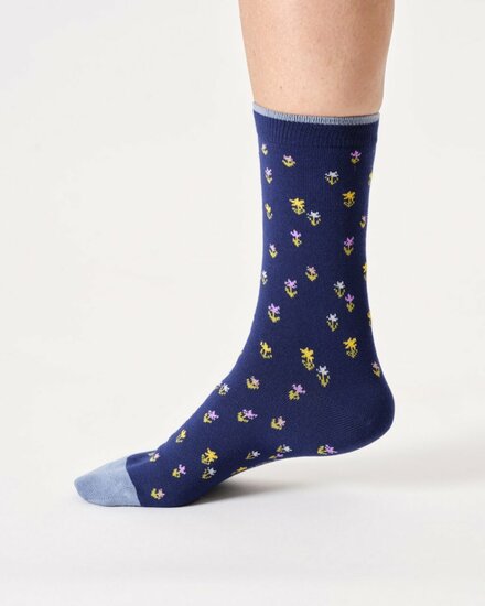 sokken floral midnight blue