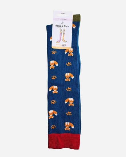 blauwe kniekousen met print