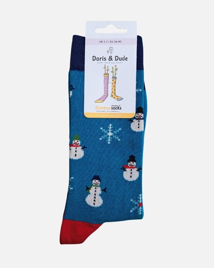 damessokken sneeuwpop blauw