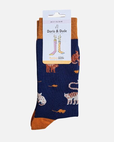 dames sokken met katten navy