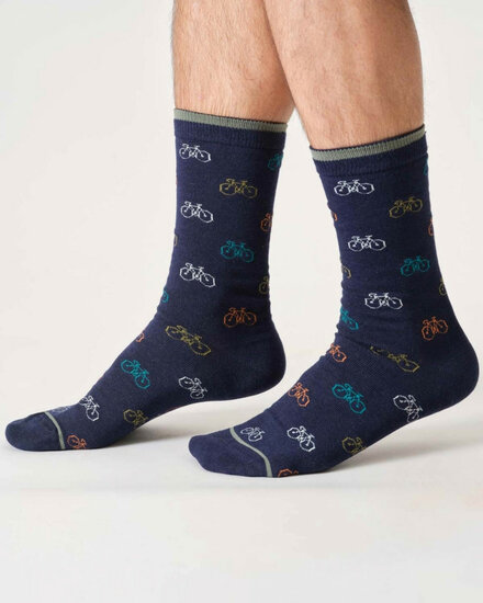 herensokken fietsprint navy