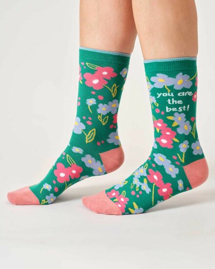 sokken met bloemenprints groen
