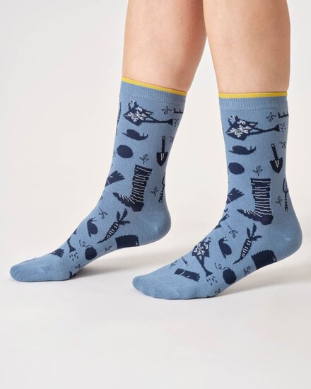 sokken tuinieren blauw