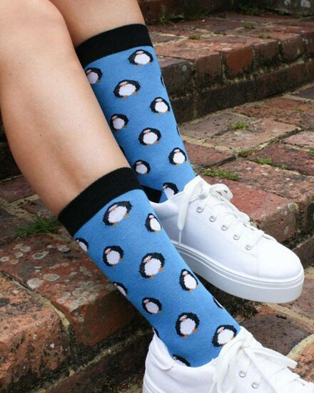 pinguin sokken blauw