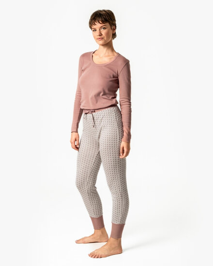 dames pyjamabroek chalk dried rose