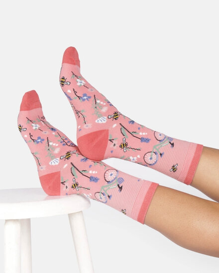 dames sokken biologisch katoen fietsprint