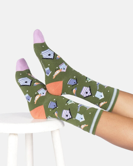 sokken biologisch katoen vogelprint