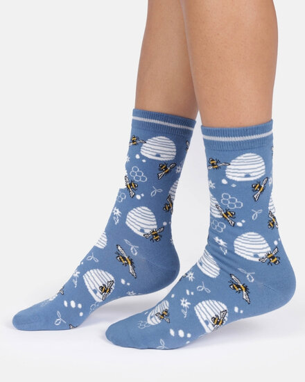 thought damessokken bijen blauw