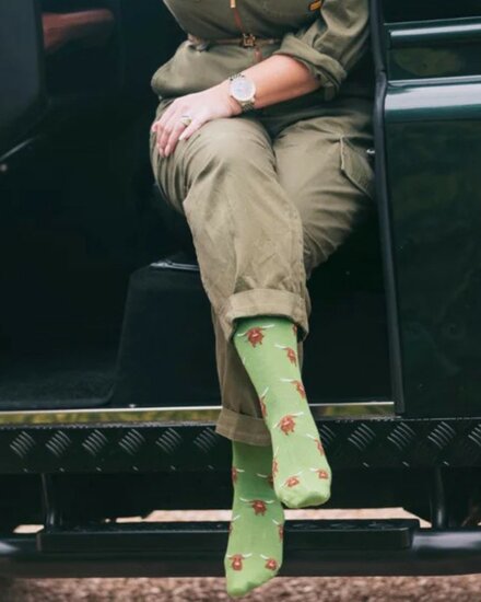 sokken met koeien groen
