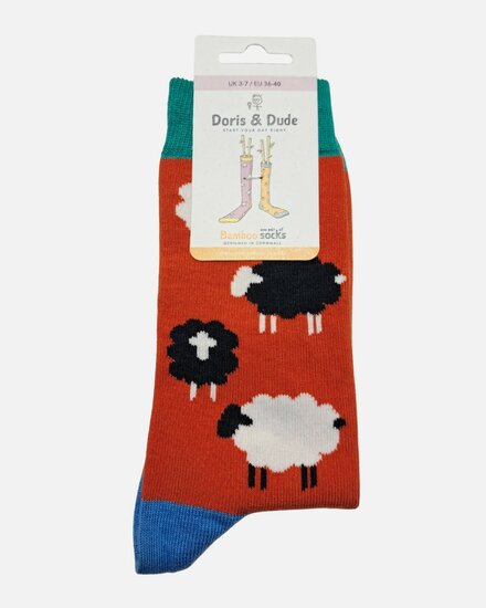 doris and dude sokken schapen rood