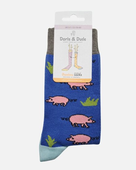 dames sokken varkens blauw
