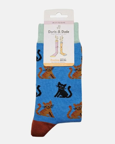 bamboe sokken katten blauw