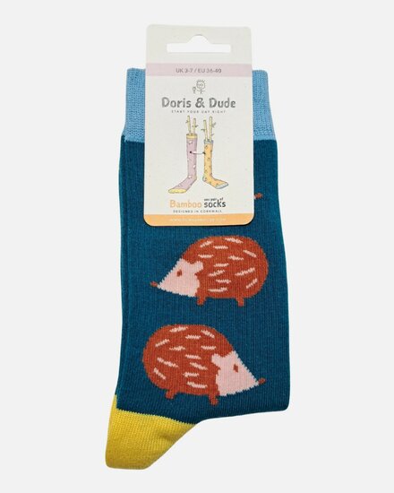 bamboe sokken egels teal