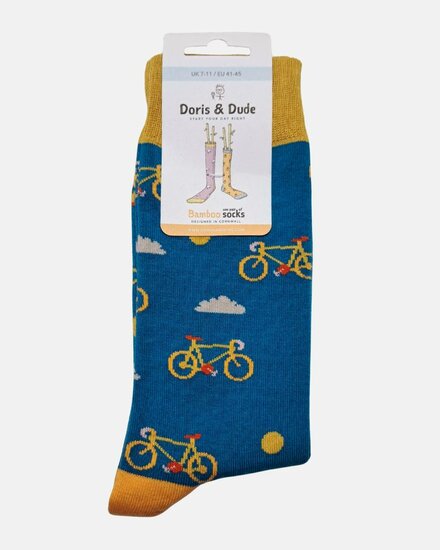 bamboe sokken fietsen blauw