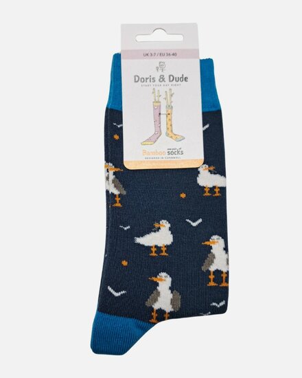 heren sokken met zeemeeuwen navy