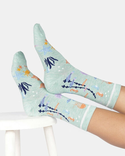 dames sokken zee mint green marl