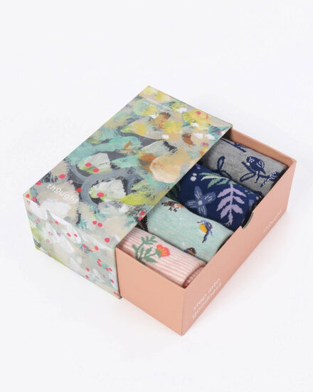 sokken cadeaudoos vogelprints