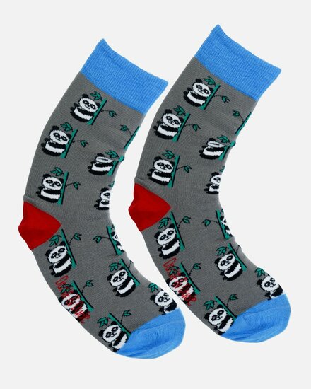 sokken panda print grijs