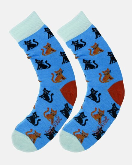 sokken katten print blauw