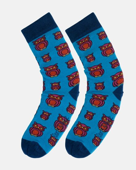 sokken uilen print  turquoise